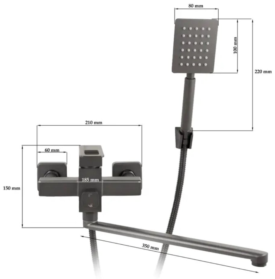 Смеситель для ванны Oute T40223Y, латунь, цвет черный - ForteMarket Смеситель для ванны Oute T40223Y, латунь, цвет черный купить,86200