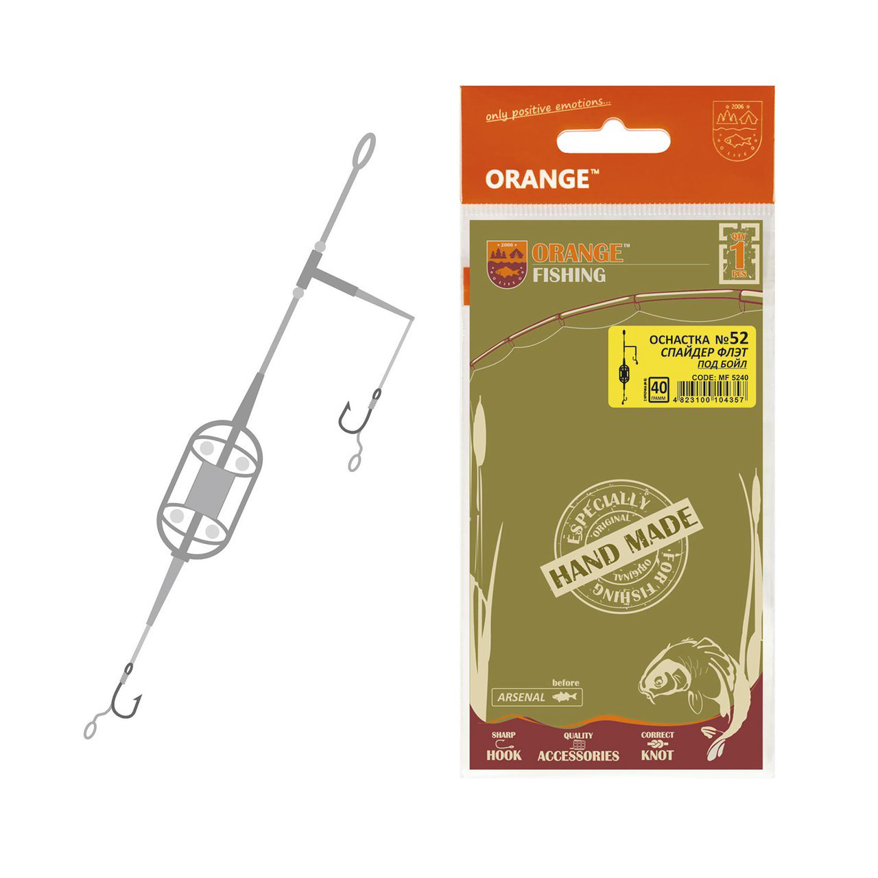 Оснастка карповая Orange #52 Spider Flat Method Leadcore 60 гр купить,NaN