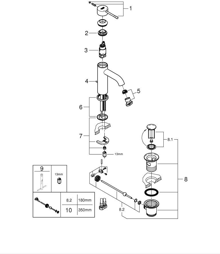 Смеситель для раковины (умывальника) Grohe 24171GL1, однозахватный купить,NaN