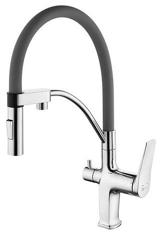 Смеситель с гибким изливом Lemark LM3074, латунь, цвет серый, хром купить,NaN