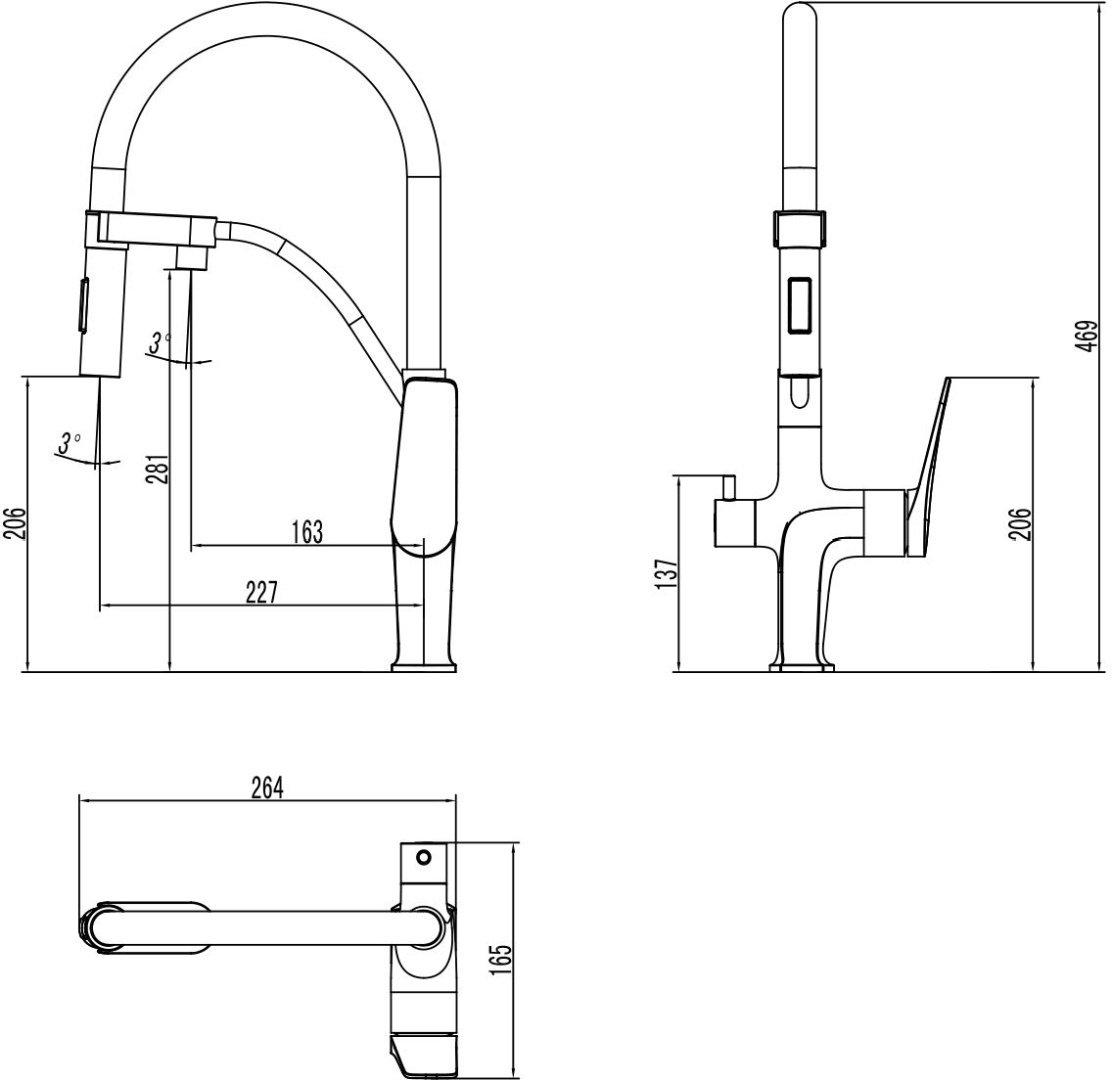 Смеситель с гибким изливом Lemark LM3074, латунь, цвет серый, хром купить,NaN
