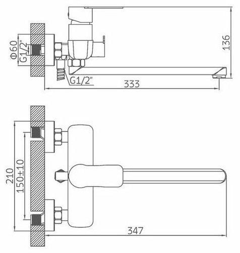 Смеситель для ванны Accoona A71207F, латунь, цвет черный купить,NaN