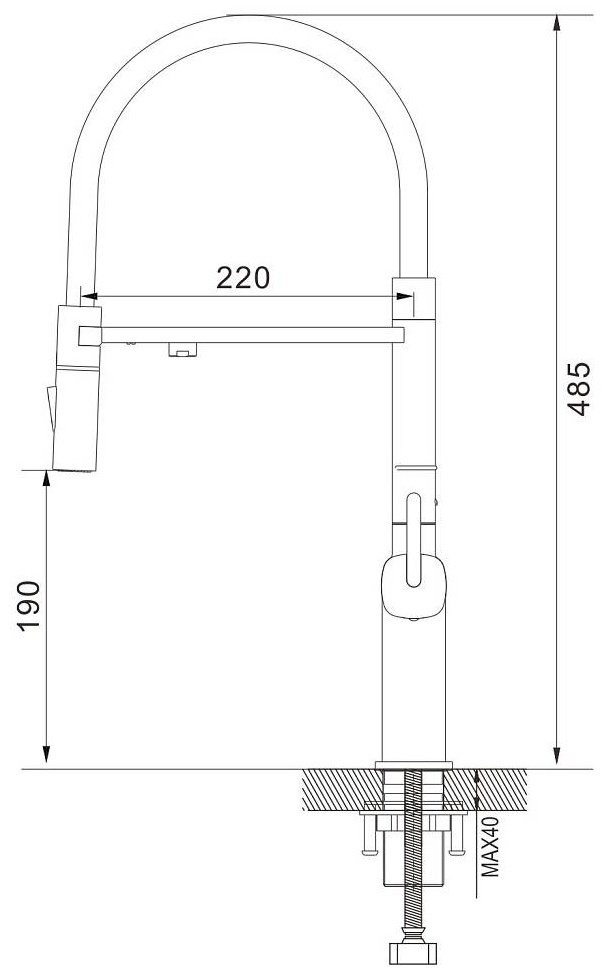Смеситель с гибким изливом Rose R358L, латунь, цвет черный, сатин купить,NaN