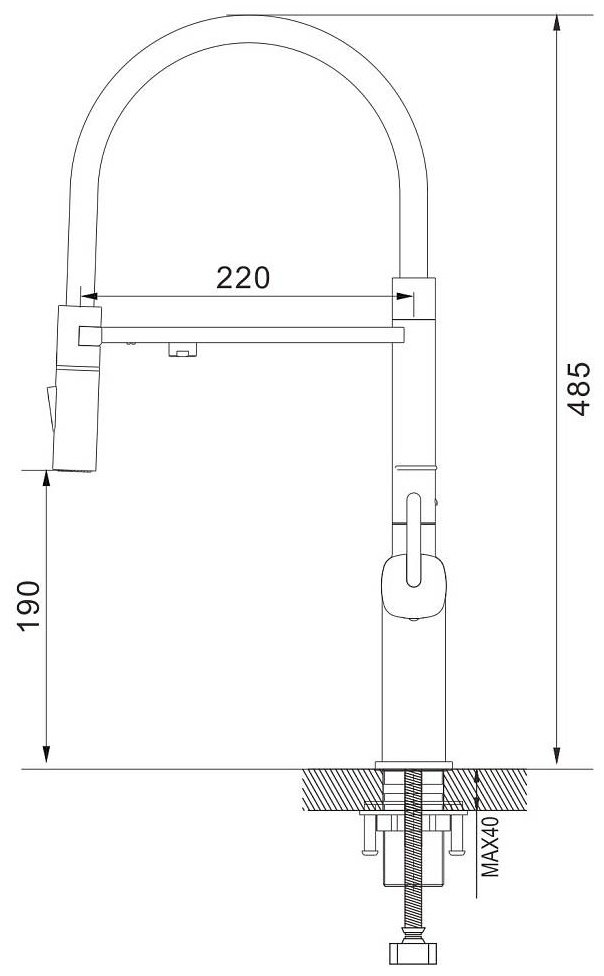 Смеситель с гибким изливом Rose R358L, латунь, цвет черный, сатин купить,NaN