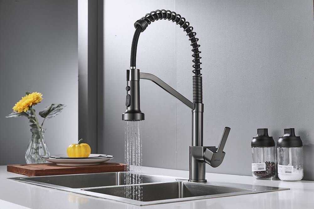 Смеситель с гибким изливом Haiba HB73826-3, латунь, цвет стальной купить,NaN
