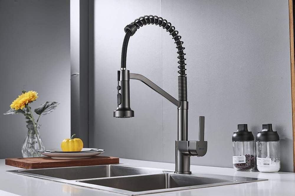 Смеситель с гибким изливом Haiba HB73826-3, латунь, цвет стальной купить,NaN