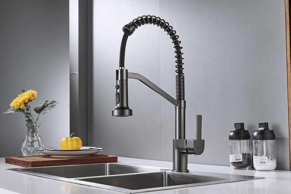 Смеситель с гибким изливом Haiba HB73826-3, латунь, цвет стальной купить,NaN