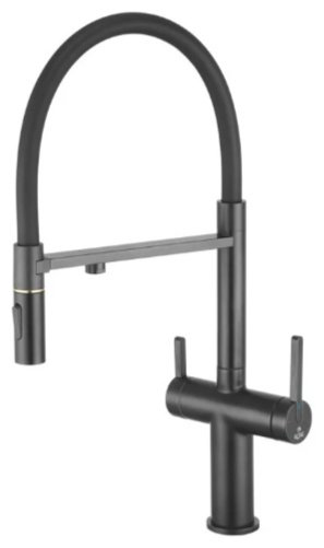 Смеситель с гибким изливом Rose R458H, латунь, цвет черный купить,NaN