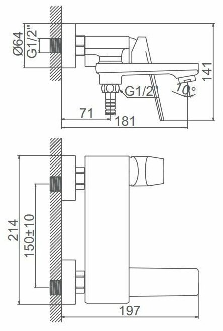 Смеситель для ванны Accoona A63125F, латунь, цвет черный купить,NaN