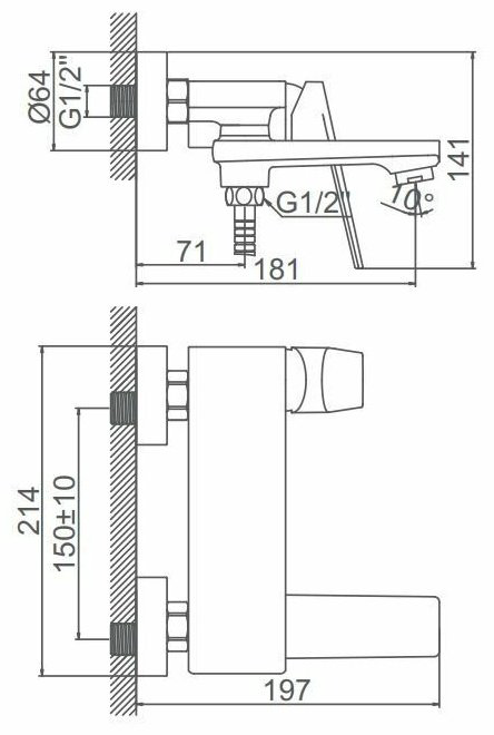 Смеситель для ванны Accoona A63125F, латунь, цвет черный купить,NaN