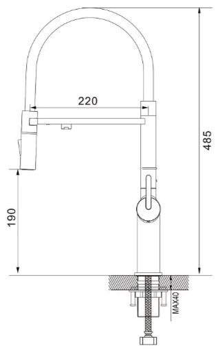 Смеситель с гибким изливом Rose R458H, латунь, цвет черный купить,NaN