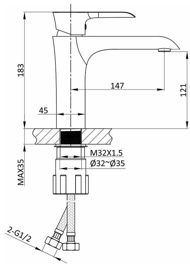 Смеситель для раковины (умывальника) Vincea Esse VBF-1E1MB, однозахватный купить,NaN