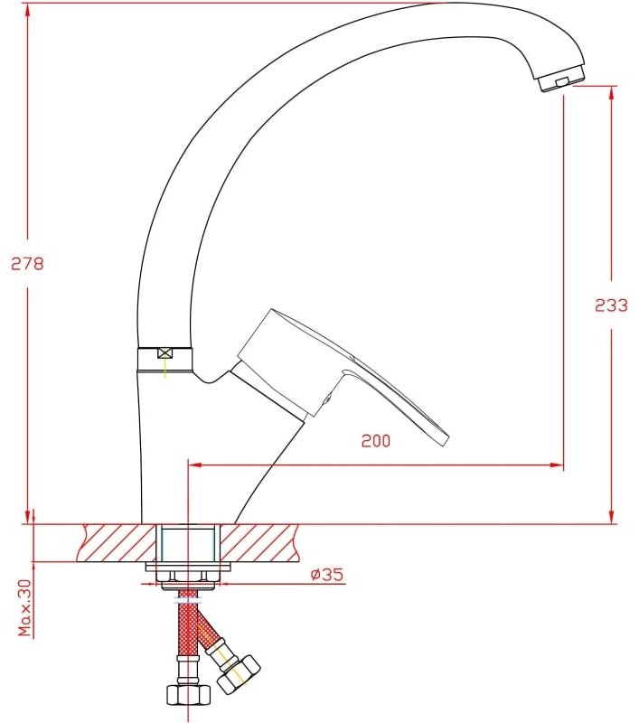 Смеситель для кухни (мойки) ARCO 40(1)66, однозахватный купить,NaN