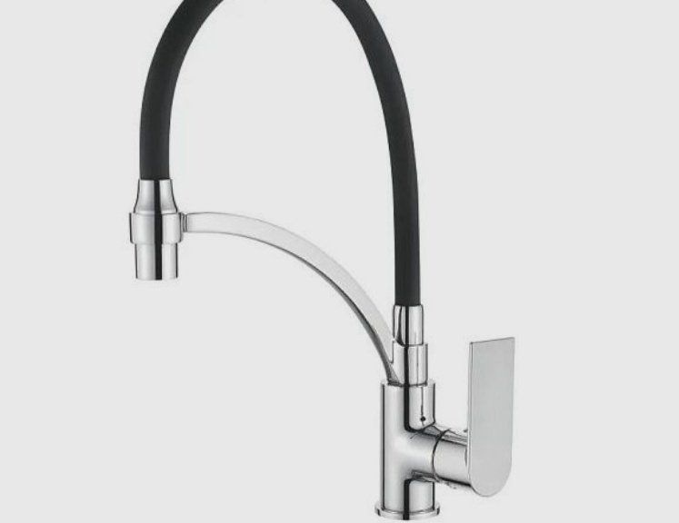 Смеситель с гибким изливом Accoona A48130, латунь, цвет черный, хром купить,NaN