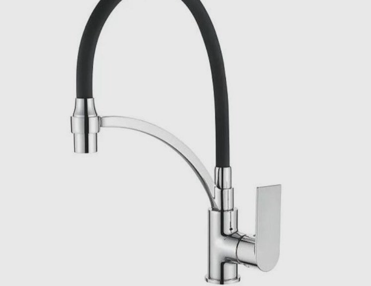 Смеситель с гибким изливом Accoona A48130, латунь, цвет черный, хром купить,NaN