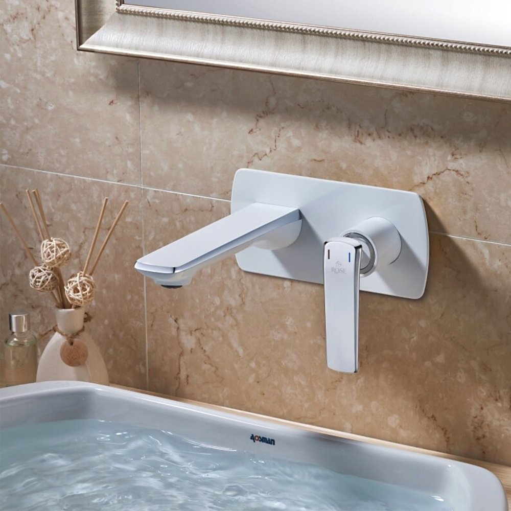 Смеситель Rose R1341F, латунь, цвет хром, белый купить,NaN