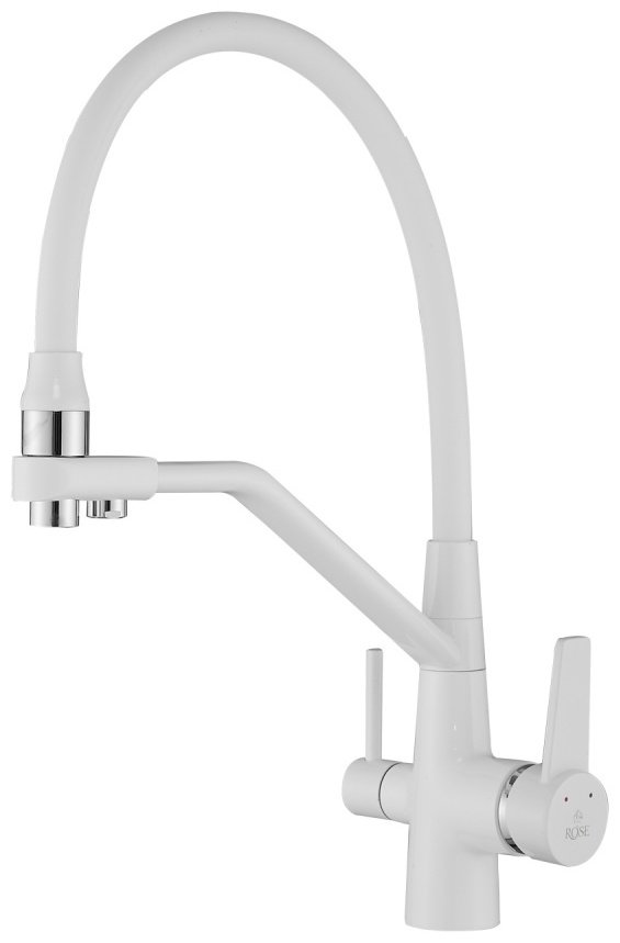 Смеситель с гибким изливом Rose R558C, латунь, цвет белый купить,NaN
