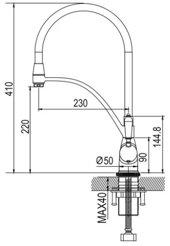 Смеситель с гибким изливом Rose R153H, латунь, цвет черный купить,NaN