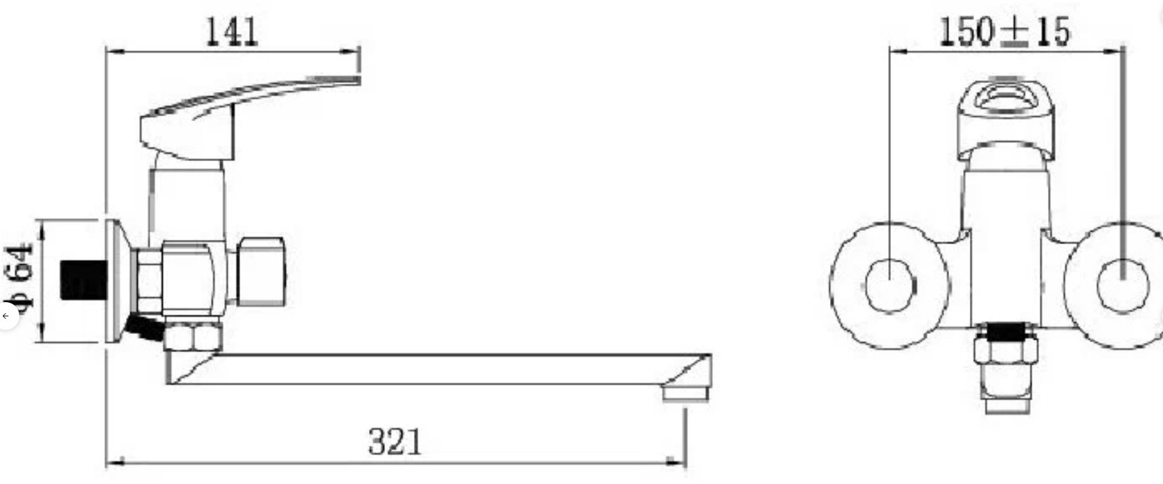 Смеситель для ванны Potato P2227, однозахватный купить,32000