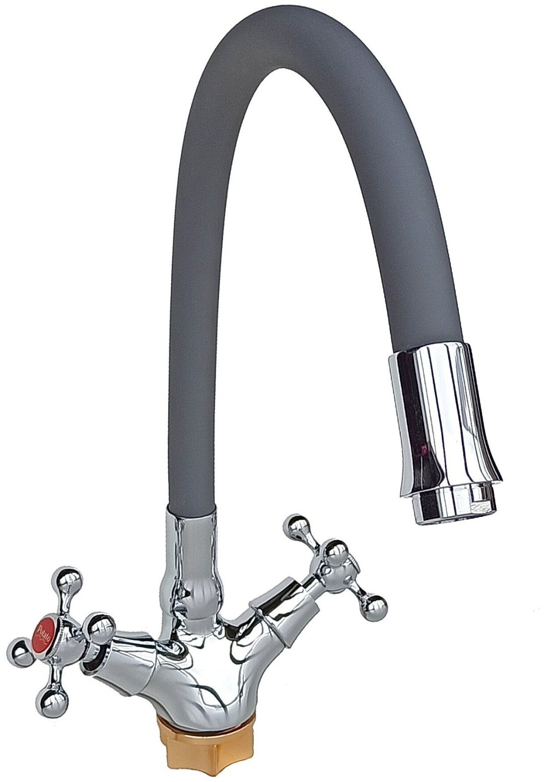 Смеситель с гибким изливом Potato P59065-19, латунь, цвет серый купить,30100