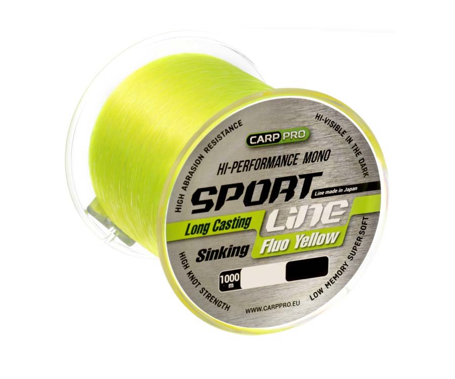 Рыболовная леска Carp Pro Sport Line Fluo 0,185 мм 1000 м желтая  купить,NaN