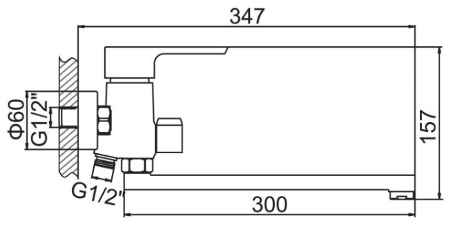 Смеситель для ванны Accoona A7102, однозахватный купить,NaN
