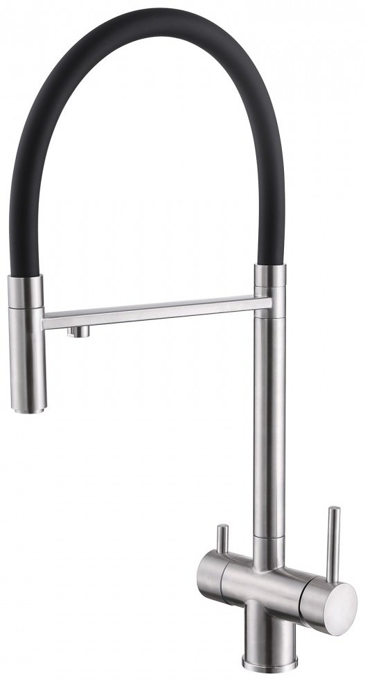 Смеситель с гибким изливом Abber Wasser Kreis AF81141, латунь, цвет черный, хром купить,176800