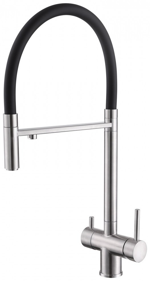 Смеситель с гибким изливом Abber Wasser Kreis AF81141, латунь, цвет черный, хром купить,176800