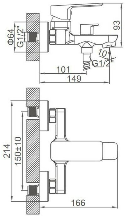 Смеситель для ванны Accoona A63126F, латунь, цвет черный купить,NaN