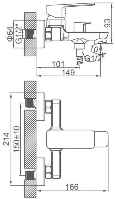 Смеситель для ванны Accoona A63126F, латунь, цвет черный купить,NaN