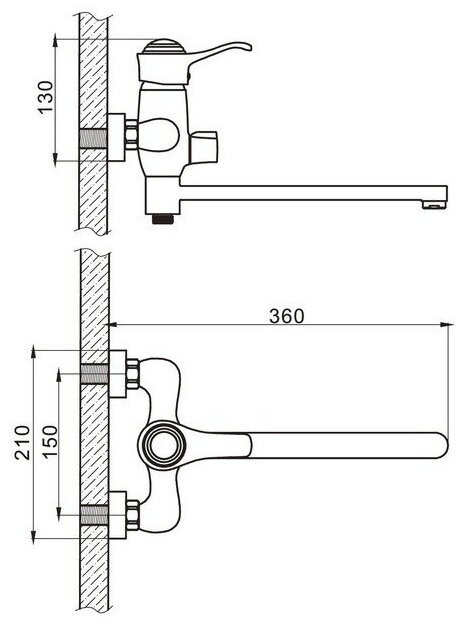 Смеситель для ванны Accoona А7115, силумин, цвет хром купить,NaN