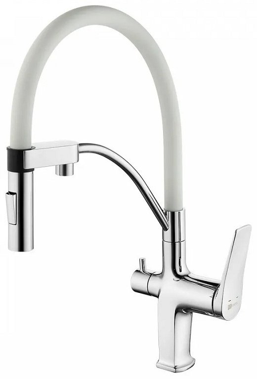 Смеситель с гибким изливом Lemark 1195197, латунь, цвет белый, хром купить,NaN