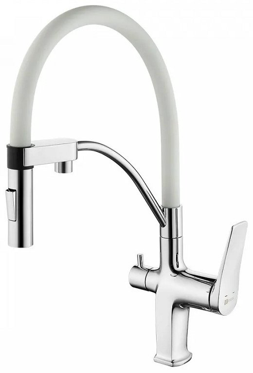 Смеситель с гибким изливом Lemark 1195197, латунь, цвет белый, хром купить,NaN