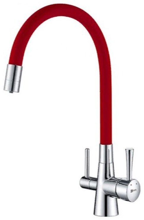 Смеситель с гибким изливом Lemark LM3075C, латунь, цвет красный, хром - ForteMarket Смеситель с гибким изливом Lemark LM3075C, латунь, цвет красный, хром купить,45780