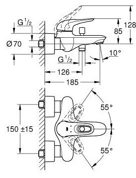 Смеситель для душа Grohe Eurostyle 33591LS3, однозахватный купить,186358