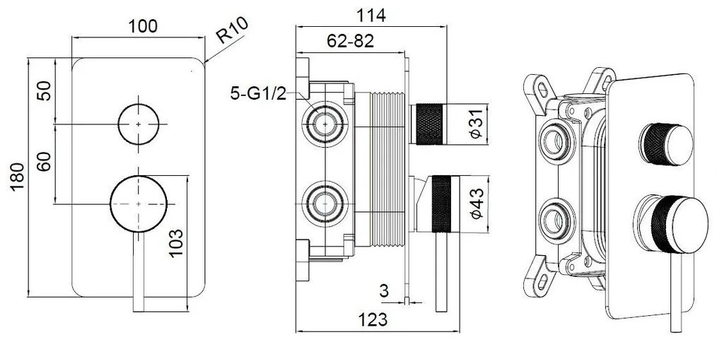 Смеситель для душа ALLEN BRAU 5.31A11-BN PRIORITY X3, латунь, цвет никель