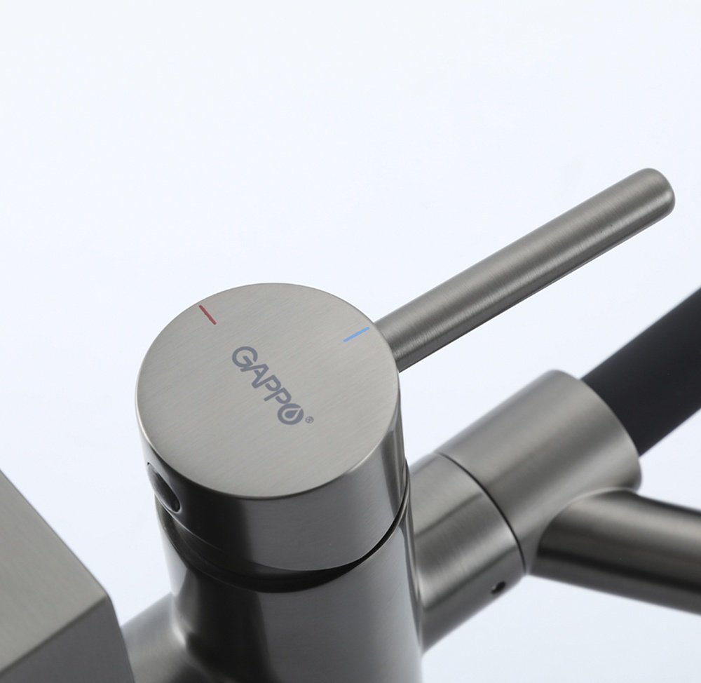 Смеситель с гибким изливом Gappo G4098-9, латунь, цвет черный, графит купить,NaN