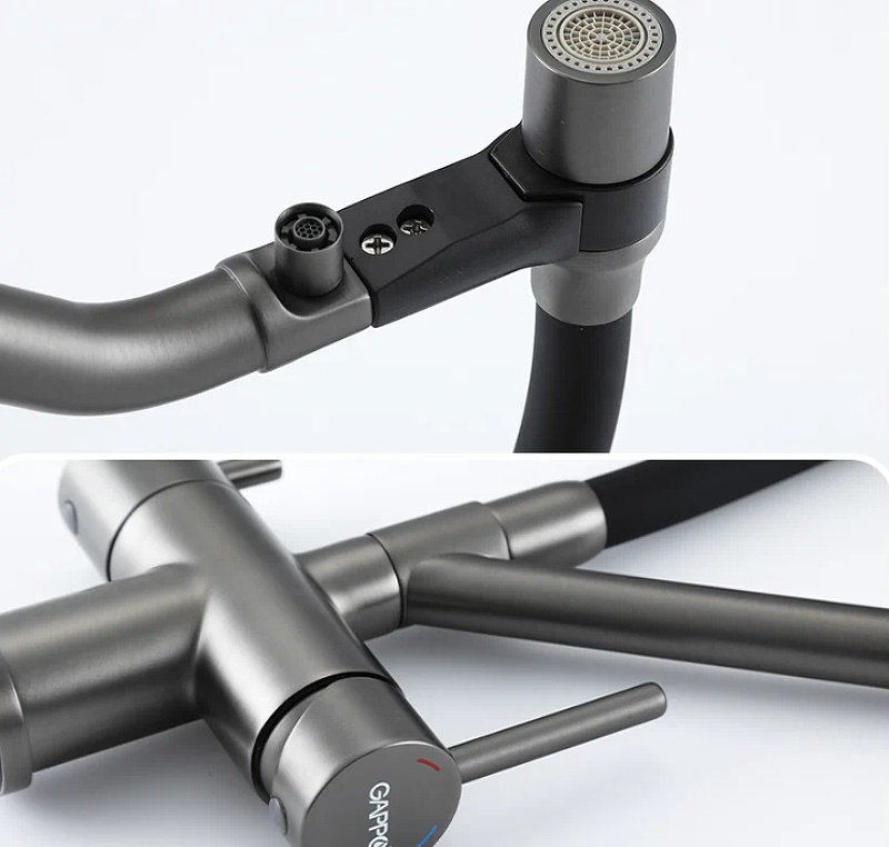 Смеситель с гибким изливом Gappo G4398-89, латунь, цвет черный купить,NaN