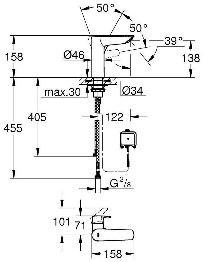 Смеситель для раковины (умывальника) Grohe Eurosmart 2021, однозахватный купить,NaN
