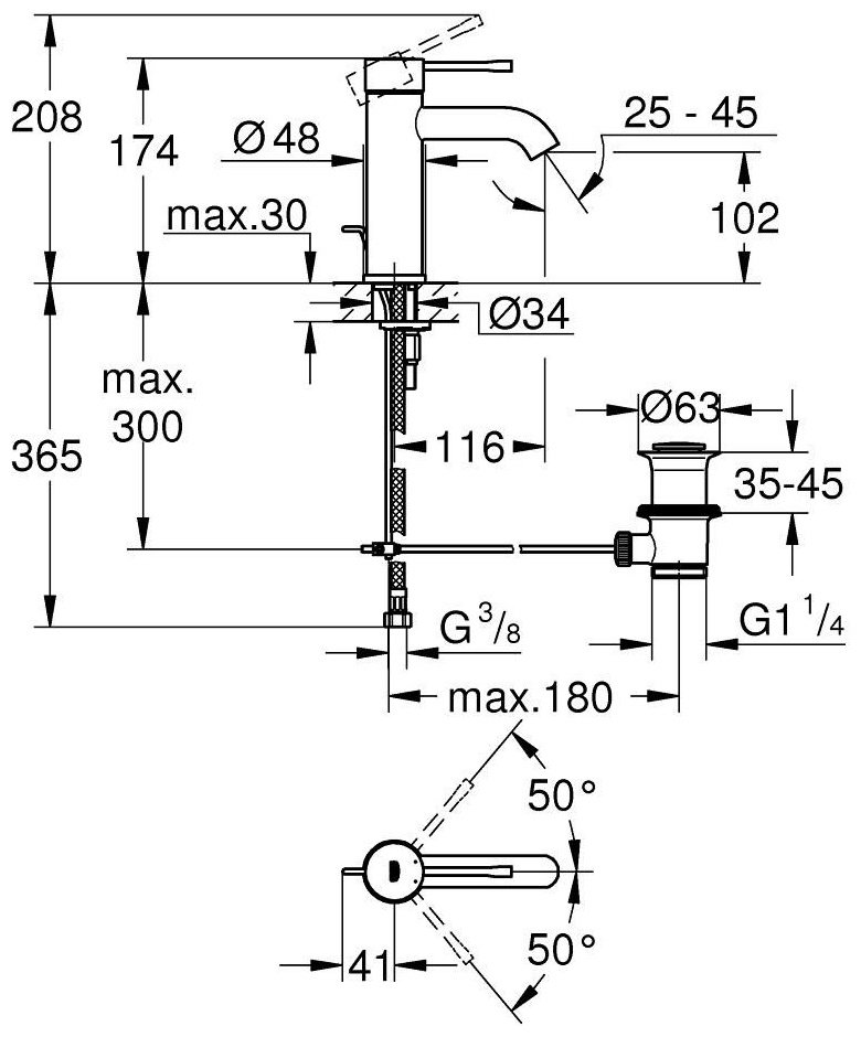 Смеситель для раковины (умывальника) Grohe Essence New OHM 23589001, однозахватный купить,NaN