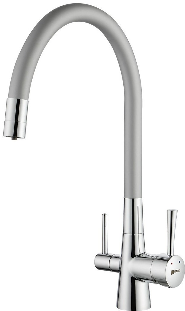 Смеситель с гибким изливом Lemark LM3075C, латунь, цвет серый, серебристый купить,NaN