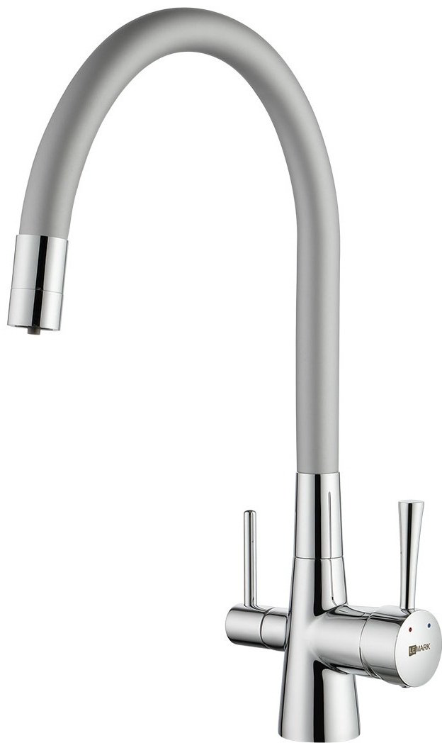 Смеситель с гибким изливом Lemark LM3075C, латунь, цвет серый, серебристый купить,NaN