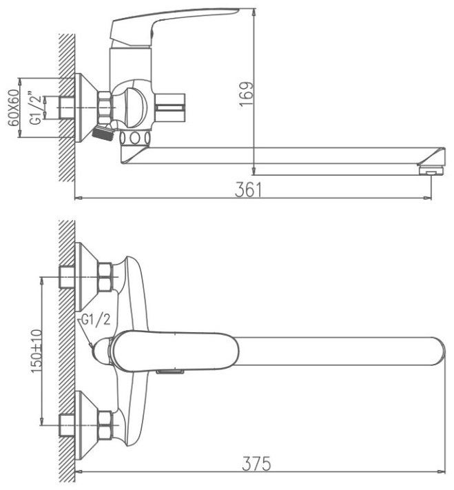 Смеситель для ванны Haiba HB22183, латунь, цвет хром купить,63544