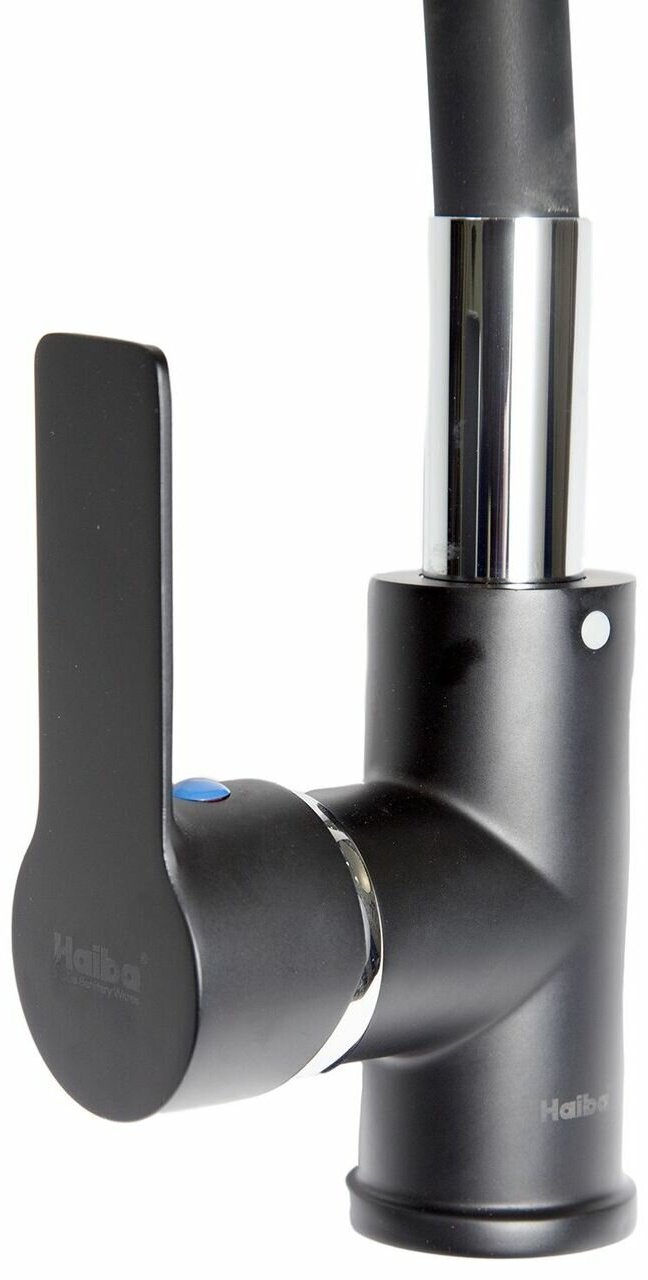 Смеситель с гибким изливом Haiba HB70113-7, латунь, цвет черный купить,38896