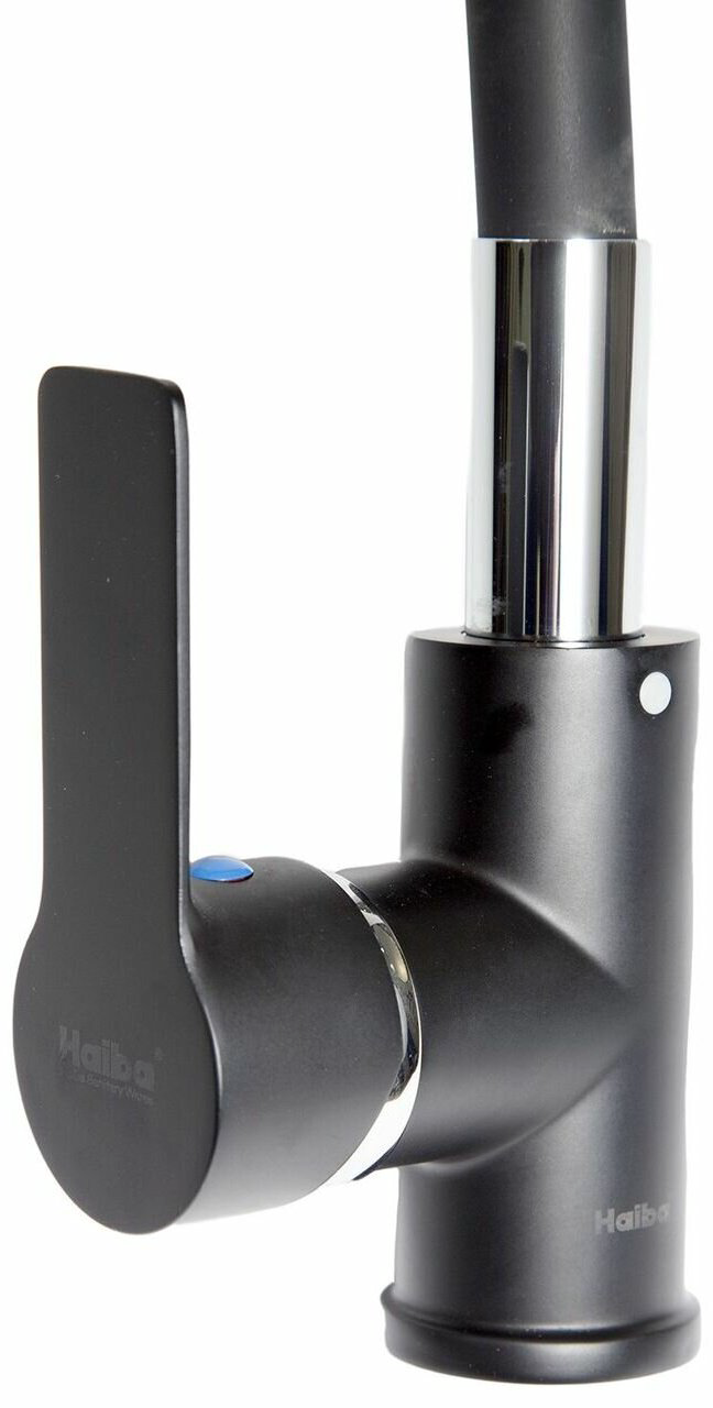 Смеситель с гибким изливом Haiba HB70113-7, латунь, цвет черный купить,38896