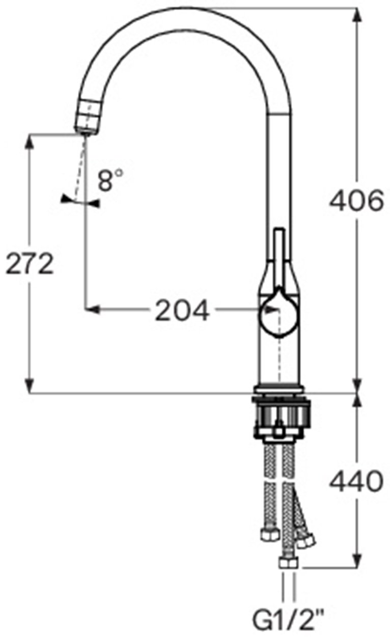 Смеситель для кухни (мойки) Santek WH5A43020N001 , однозахватный