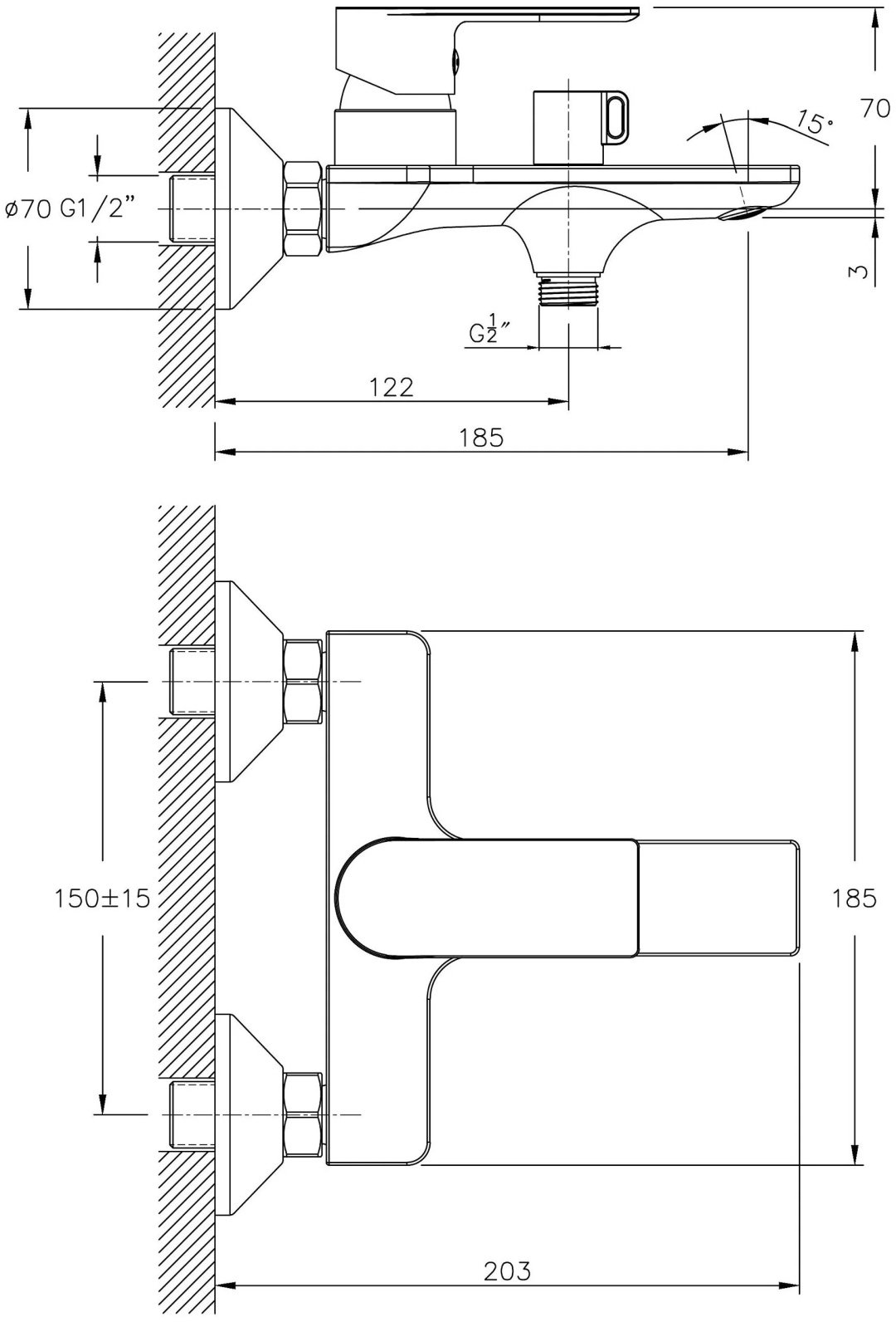 Смеситель для ванны Haiba 60505HB, однозахватный купить,31600