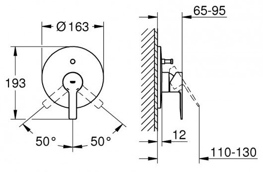 Смеситель для ванны Grohe Lineare 19297001, однозахватный