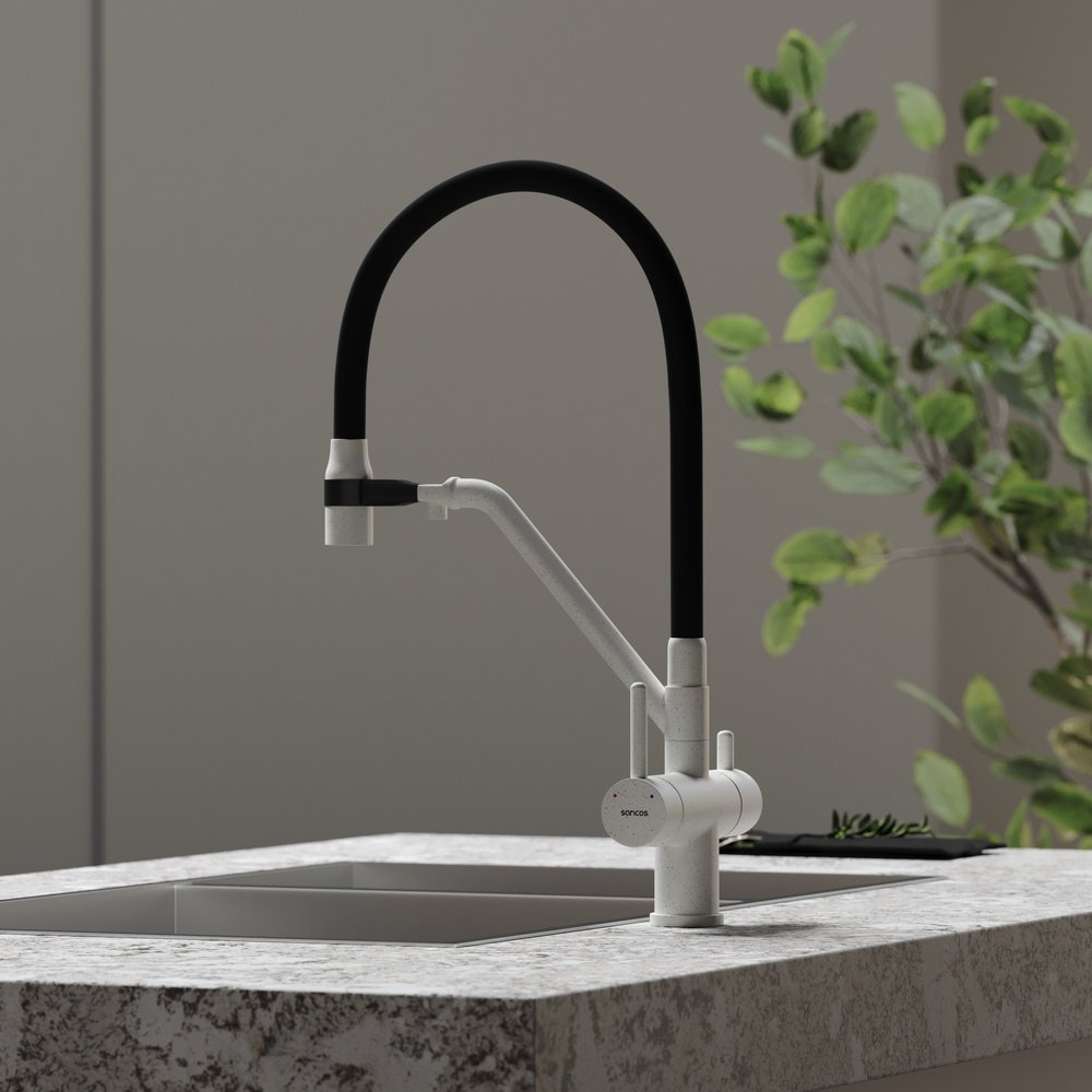 Смеситель для кухни Sancos SC4003GR, латунь, цвет белый, черный купить,222100