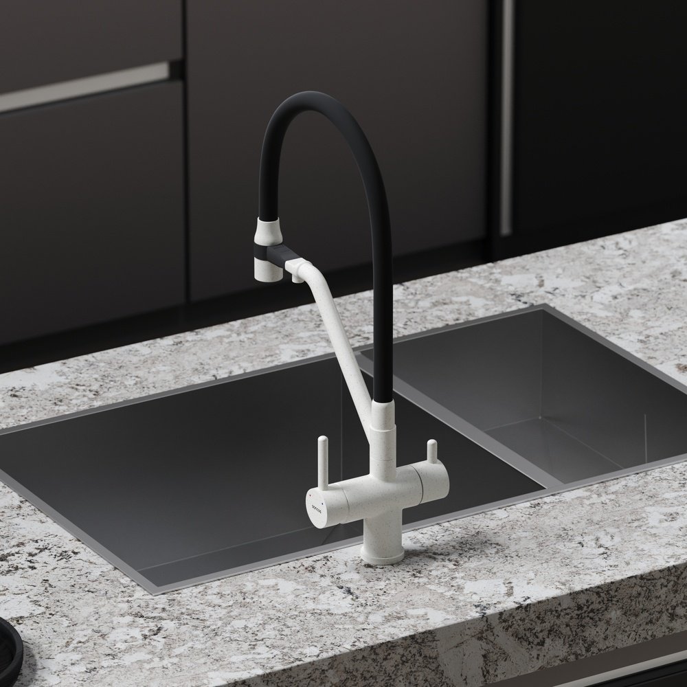 Смеситель для кухни Sancos SC4003GR, латунь, цвет белый, черный купить,222100